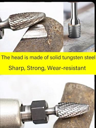 Carbide Burr Set 1/4" Shank SF-5 Die Grinder Bits Tungsten Double Cut Burr Bits (1/2" Cutter Dia X 1" Cutter Length) for Die Grinder Kits Metal Grinding Drilling Polishing (3pcs)