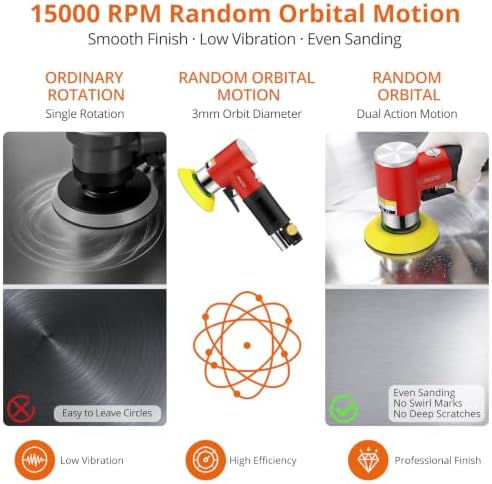 Proster Random Orbital Air Sander 1/2/3Inch Mini Pneumatic Sander Kit