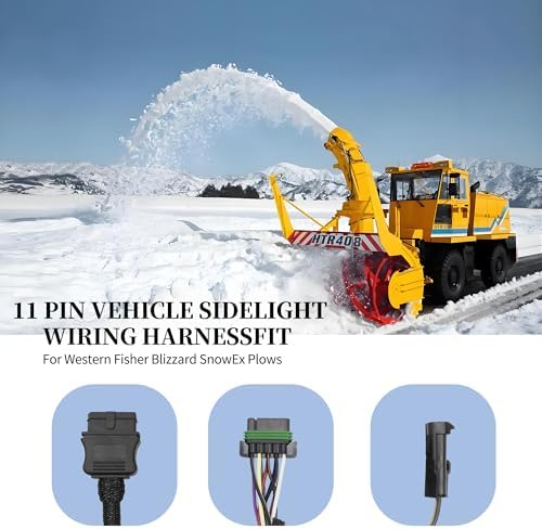 26347 26377 26357 Western Snow Plow Wiring Harness Vehicle Side Light Wiring Harness with Dust Cover Replace 22413 Fit for Western Fisher Blizzard Snowex Plows (26357)