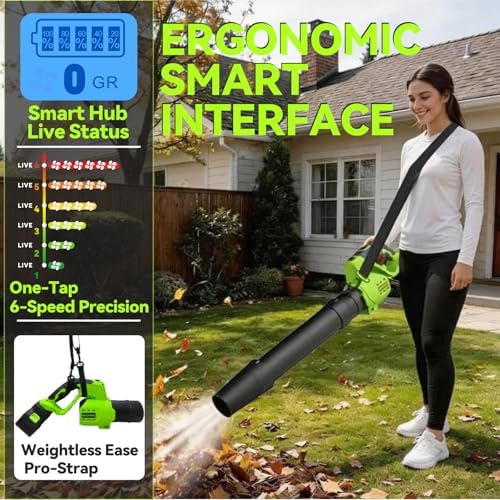 Leaf Blower Cordless with 2X 20V Battery Packs and Charger, Rotatable Body