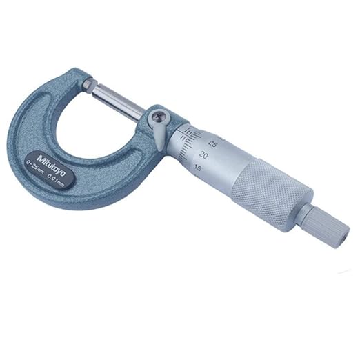 Mitutoyo 103-138 Outside Micrometer, Baked-enamel Finish, Ratchet Stop, 25-50mm Range, 0.01mm Graduation, +/-0.002mm Accuracy | 0.01mm Graduation