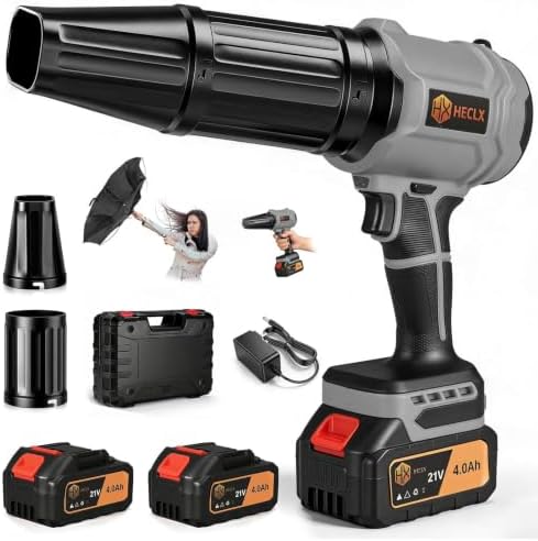 Cordless Leaf Blower with 2 Batteries & Charger, Gray