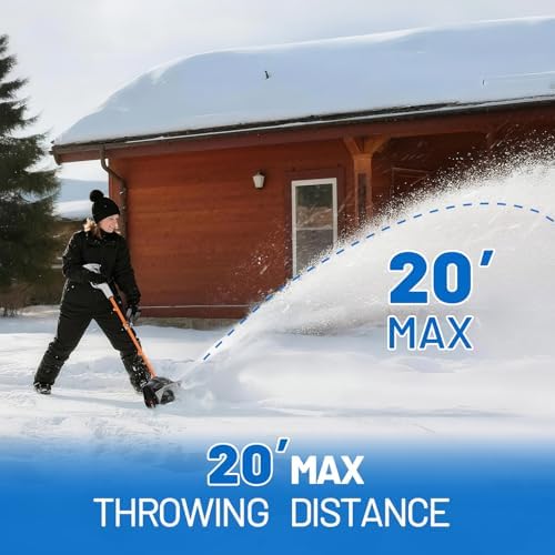 Litheli 20V Cordless Snow Shovel, 12'' Electric Snow Blower with 4 Ah Batteries Included, Lightweight Battery-Powered Snow Thrower for Driveway & Sidewalk