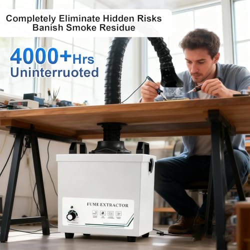 Solder Fume Extractor 100W - 235m³/h 3-layer filter Powerful Smoke Extractor with Adjustable Fume Hose，Compact Desktop for Welding DIY, 3D Printing, Nail Salon | Safe for Engineers, Technicians- 131