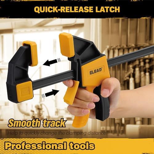 8-Piece Bar Clamps for Woodworking - 4 Pcs 12 inch Bar Clamps with 150 LBS Load Limit, 4 Pcs Heavy Duty Metal Spring Clamps, Quick Release Triggers