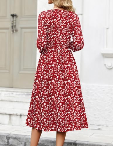 Zeagoo 3/4 Sleeve Women's Dress Casual Aline Summer Fall Midi Long Dresses