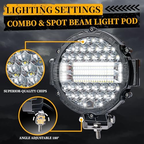 7 Inch Round LED Offroad Light Pods 201W Auxiliary Driving Work Fog Lights