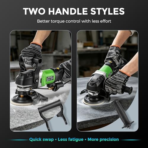 Bonvoisin 800W 4'' Wet Polisher Electric Wet Stone Polisher 6 Variable Speed Wet Grinder Buffing Machine Countertop Concrete Polisher for Stone, Granite, Marble, Tile with 7Pcs Diamond Polishing Pads