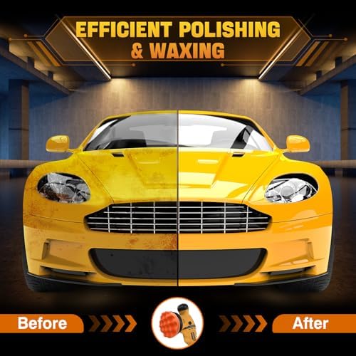 VERVEWAVE Cordless Buffer Polisher Kit for Dewalt 20V Battery (No Battery), 6-Inch Orbital Car Polisher Variable Speed 1800—5500 RPM, 17PCS Polishing Accessories, for Car Polishing/Waxing (Tool Only)