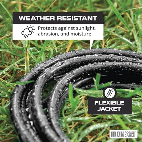 Iron Forge Cable 10 Gauge Extension Cord Heavy Duty, 10 Ft - Black SJTW