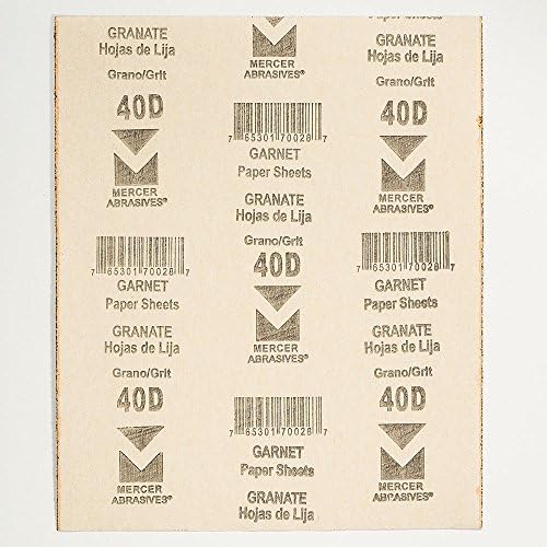 Mercer Industries 206040D - 9 x 11 Garnet Paper Sheets, Grit 40D (50 pack)