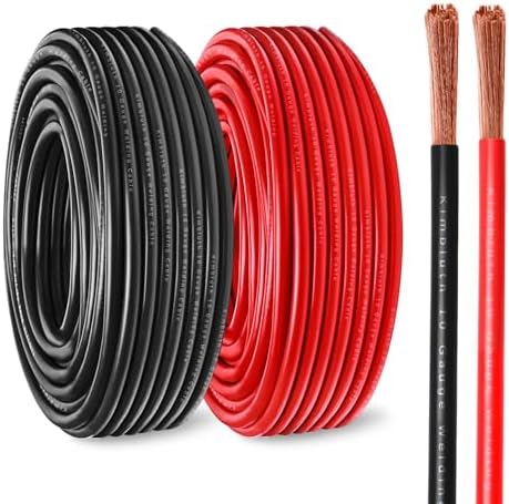 10 Gauge Battery Cable Copper Wire, 10FT Red + 10FT Black