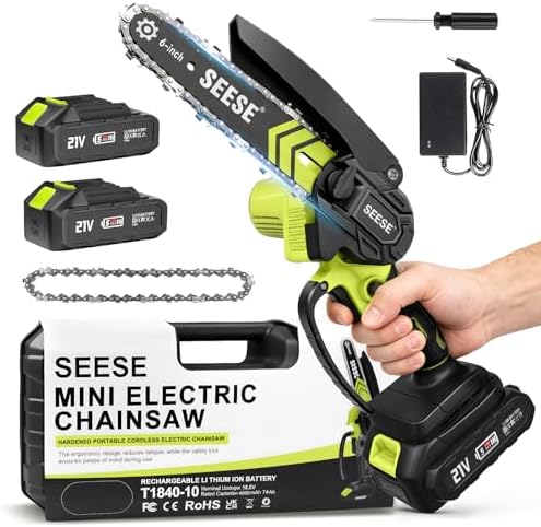 6-inch Mini Chainsaw Cordless: Pure Copper Brushless Motor, High Efficiency, Low Noise, Up to 80-Min Runtime for Trimming, Shrub Pruning and Wood Cutting, Best Gifts for Father, Dad, Husband, Men