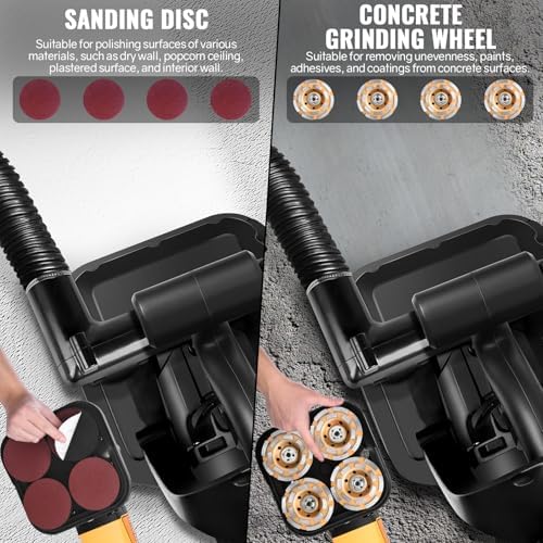4-Head Concrete Grinder with Handle, Auxiliary Wheels & Dust Shround