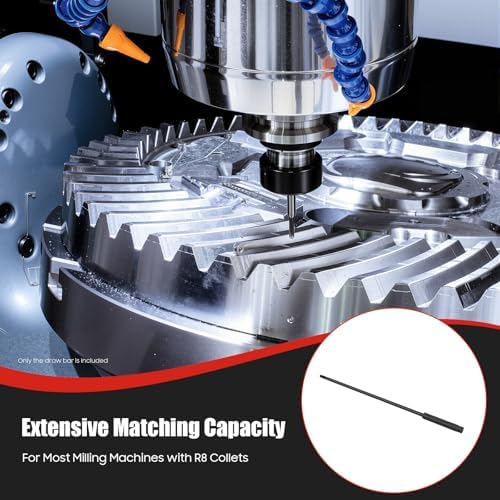 R8 Milling Machine Pull Rod, 7/16 Thread R8 Draw Bar Overall Drawbar For Bridgeport Milling Machine Part