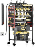 Power Tool Organizer Cart, Rolling Tool Storage Cart, Gift for Man, Red
