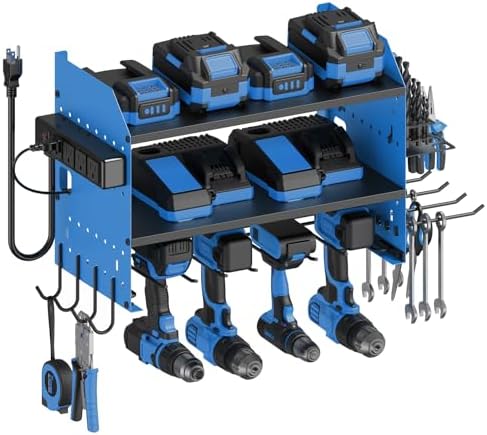CCCEI Modular Power Tool Organizer Wall Mount with Charging, Blue, 1 Pack