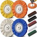 8" Airway Buffing Wheels for 4.5" Angle Grinder, 9PCS Buffer Polisher Wheel for Car, Aluminum Metal Polishing Wheel Pad and Compound Kit for Mirror Finish (5/8" Arbor Hole)