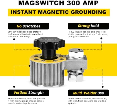 Magswitch 300 Amp Switchable Magnetic Welding Ground Clamp - Instant On/Off Hold for Flat & Round Surfaces - 200 lb Breakaway
