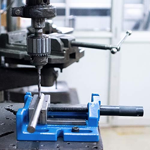 Groz Unigrip 4" 3-Way Drill Press Vise, 100mm Jaw, 3-1/2" Opening, Cast Iron with Precision-Ground Base, Side and End Faces, 4-Prism Fixed Jaw for Round Stock (35125)