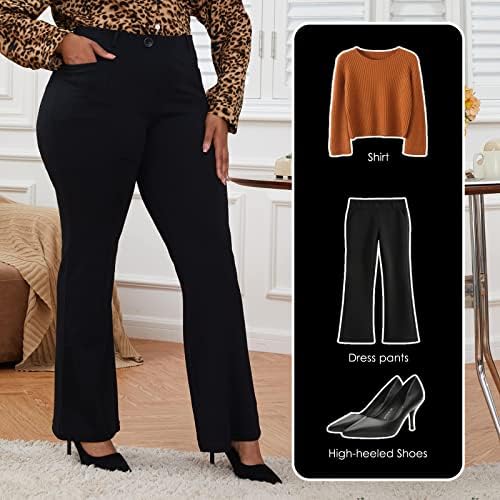 DGD Wrinkle-Free Stretch Dress Pants Plus Size for Women Pull-on Pant Ease into Comfort Office Pant