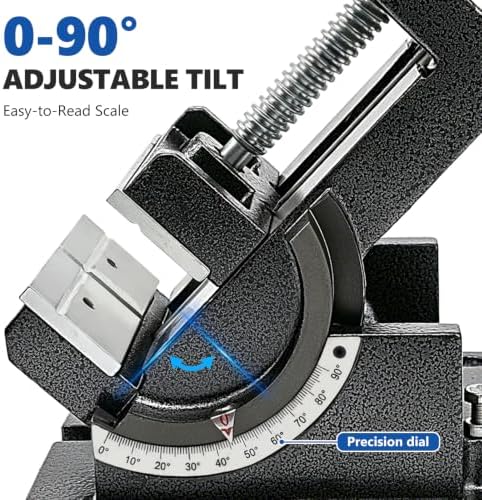 4.25 Inch 0-90°Tilting Vise, Durable Cast Iron Bench Drill Vise, Portable Angle Adjustable Drill Press Vise Clamp for Drilling Machine, Milling, Woodworking, Metal Machining