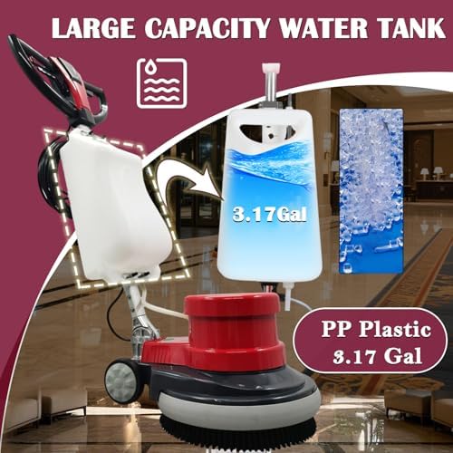 Commercial Industrial Floor Scrubber Polisher 17" Heavy Duty Hardwood Carpet Buffer Machine 1100W Multi-Surface Cleaning Waxing Polishing for Wood, Tile, Epoxy, Marble Floors 110V