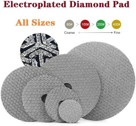 Electroplated Diamond Sanding Paper Sheet Pad,100Grit 3inch 75mm Grinding Sandpaper Pad Hook and Loop Backing for Metal Glass Porcelain Ceramic Hand Polishing & Trimming (1 Piece)