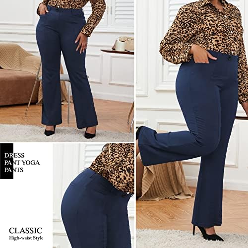 DGD Wrinkle-Free Stretch Dress Pants Plus Size for Women Pull-on Pant Ease into Comfort Office Pant