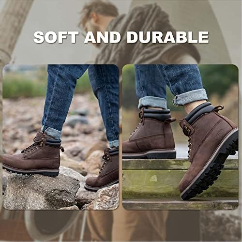 Work Boots for Men Soft Toe Waterproof Leather Workboots