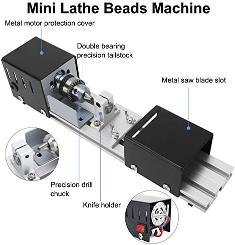 RELMON Mini CNC Lathe Machine Tool, Mini Lathe Beads Polisher Machine Kit, DIY Wood Lathe Milling Machine Grinding Polishing Beads Drill Rotary Tool Set, Grey