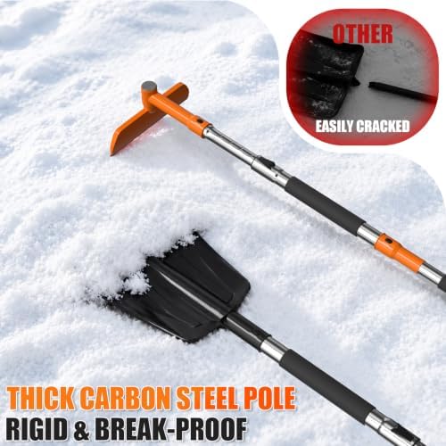 62'' Extendable Snow Brush & Ice Scrapers, Snow Shovel for Car Truck SUV
