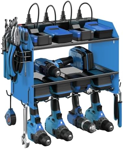 CCCEI Wall Mount Modular Tool Charging Organizer, Blue, 1 Pack, 3 Tier.