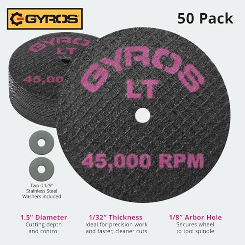 Gyros LT 11-32154/50 Fiberglass Reinforced Cut Off Wheel, 1-1/2-Inch Diameter, 50-Pack by Gyros