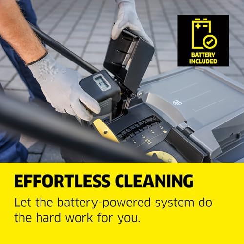 Kärcher Pro Walk Behind Outdoor Push Sweeper, KM 70/30 C Bp 2SB, Battery Powered, Suction System, Dust Filter - 38" Working Width, 11.9 Gallon - for Commercial Use in Warehouses, Workshops, and More