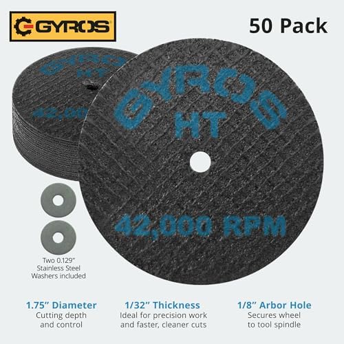 Gyros HT 11-31702/50 Fiberglass Reinforced Cut Off Wheel, 1-3/4-Inch Diameter, 50-Pack