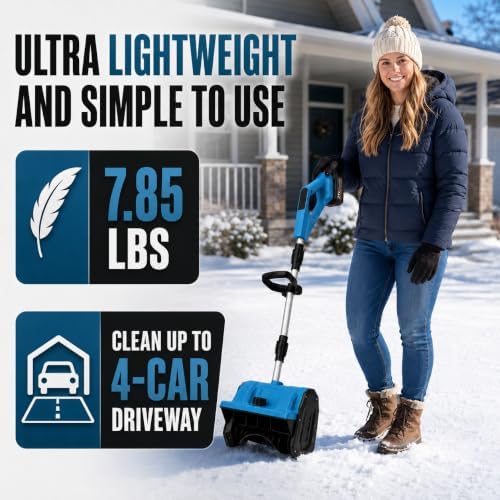 21V Cordless Electric Snow Shovel, 12.5-Inch Battery Snow Blower