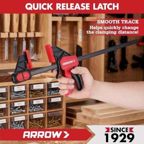 ARROW 2-Piece 12" Medium Duty Bar Clamps for Woodworking with 150LBS Force