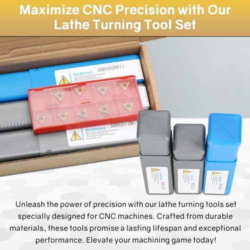 SNR0008K11, SNR0010K11, SNR0012M11 Indexable Lathe Turning Tool 12Pcs Kit, 3 Pcs Metal Lathe Tools Holder Set, with 9Pcs 11IR A60 Carbide Inserts Turning Inserts Carbide Turning Tool