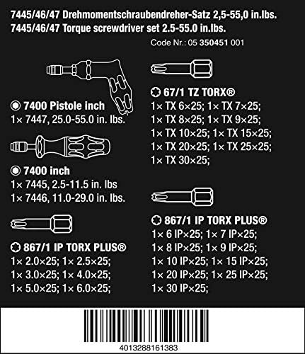WERA - Torque Screwdriver Set, 7445/46/47 Lbs.-in - 5350451001