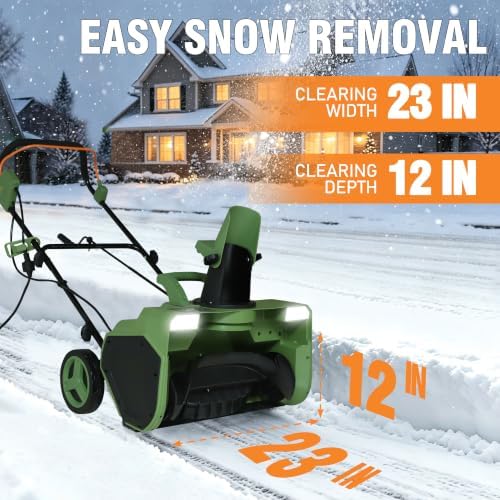 BlueWish 23 Inch Electric Snow Blower, Corded Snow Thrower with LED Lights