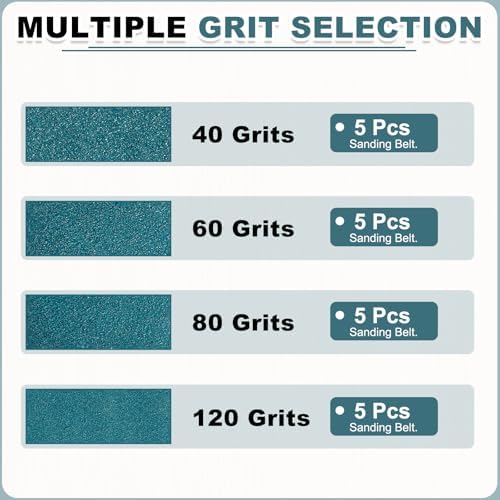 HARFINGTON 3 x 18 Inch Sanding Belts, 20 Pcs 40/60/80/120 Grit