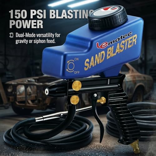 LE LEMATEC Sand Blaster Gun Kit for Air Compressor Rust Removal