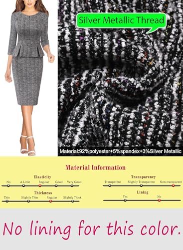 VFSHOW Womens Work Business Office Front Zipper Peplum Church Sheath Dress