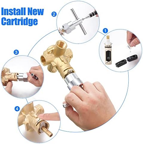 Enhon 1 Pack 1222 Replacement Cartridge Compatible with Moen with Puller, Tub Shower Cartridge Replacement Kit Compatible with Posi temp Faucet, Shower Repair Tool