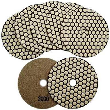 SHDIATOOL 5 Inch Dry Diamond Polishing Pads Grit 3000 for Granite Marble Quartz(7-Pack)
