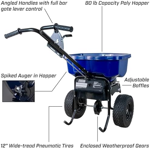 CHAPIN 88300B SaltPro 80 lb Contractor Salt Spreader, 12" Tires, Ice Melt