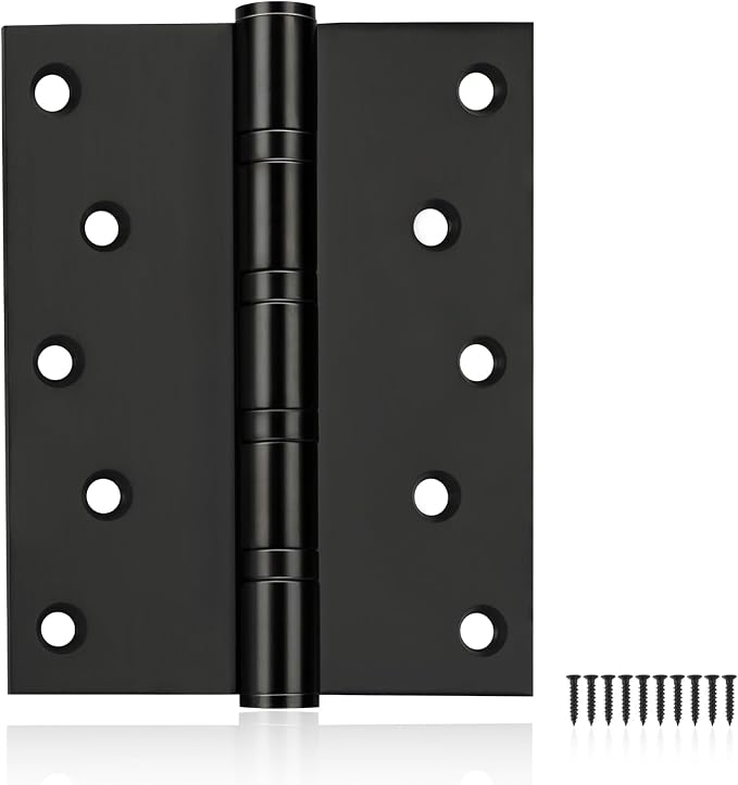 5" Ball Bearing Door Hinges 6 Pack, Heavy Duty Stainless Steel Hinge 5 x 4 Inch for Interior Exterior Doors, with Stainless Steel Screws, Matte Black