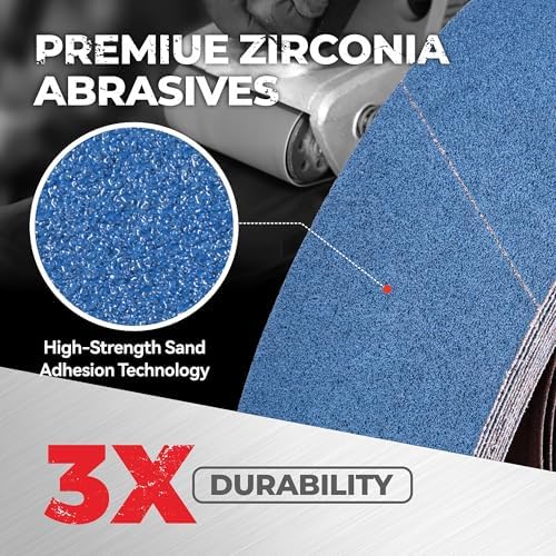 4 x 24 Inch Zirconia Sanding Belts, 12Pcs 3Each of 40/60/80/120 Grits