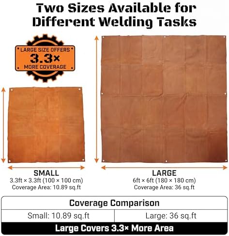 Leather Welding Blanket 6x6 ft Heat Resistant Spark Shield Brown